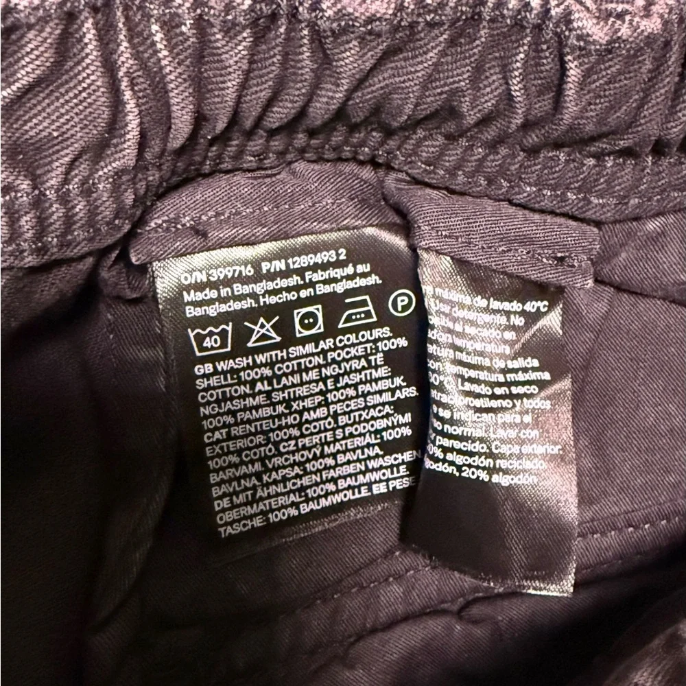 H&M Black Wide-Leg Cargo Pants with Drawcord Hem‎